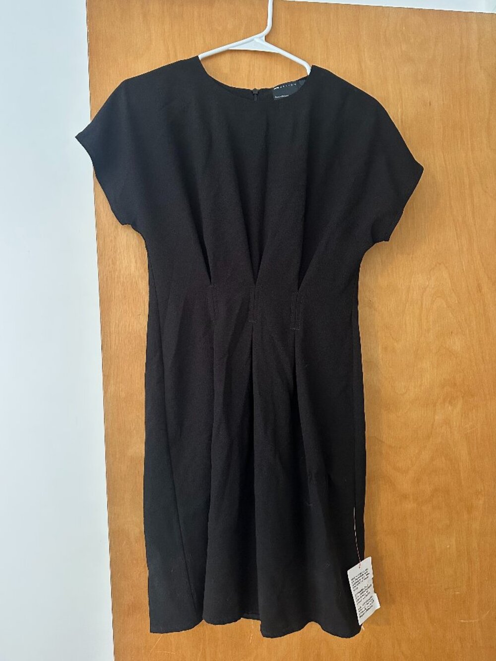ASOS DESIGN Black Pleated Mini Dress Cap Sleeve Fit & Flare US 4 NWT